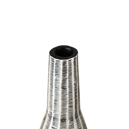 Black and White Lines Polyresin Vase