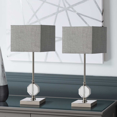 Metal with Crystal Table Lamp with Linen Shade