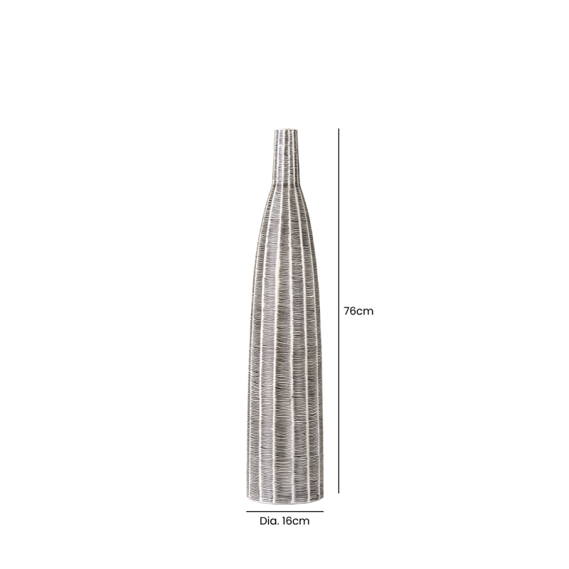 Black and White Lines Polyresin Vase