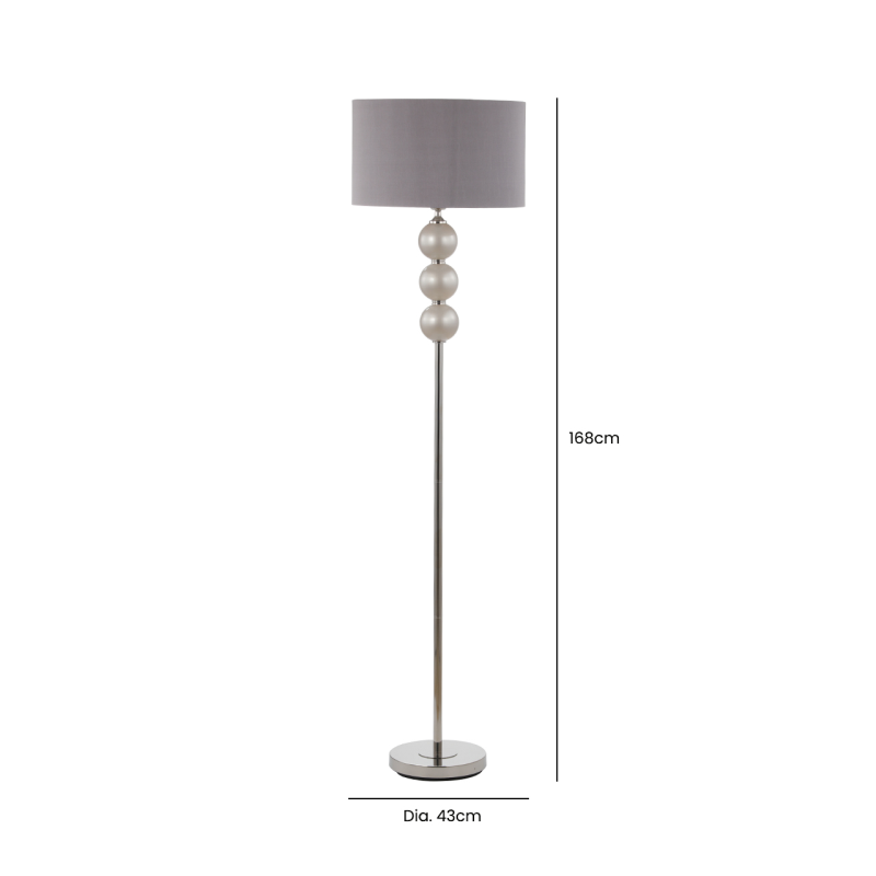 Glass Lamp With Grey Faux Silk Shade