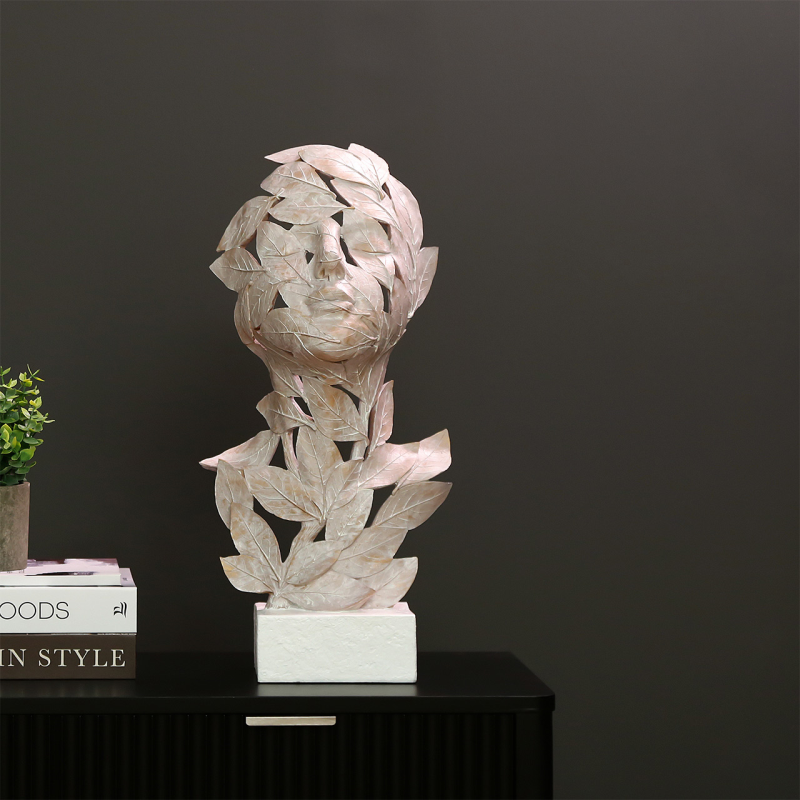 Large Polyresin Couple Leaf Figurine