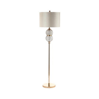 Clear Silver Glass Floor Lamp with Cream Linen Shade