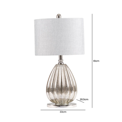 61cm Glass Silver Mercury Table Lamp