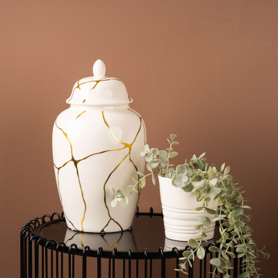 White and Gold Ginger Jar