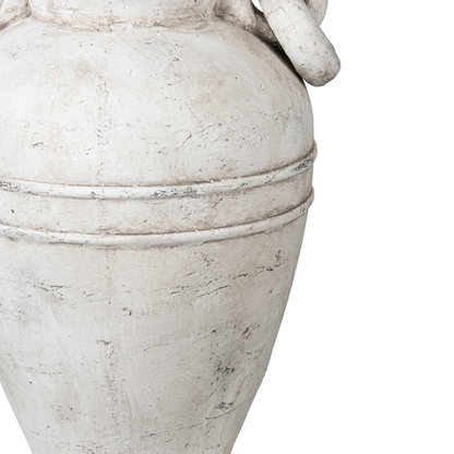 Handmade Antique White Terracotta Vase with Ring Handles