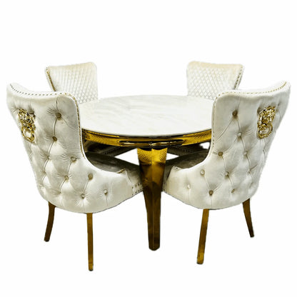 Sofia Marble Cream and Gold Dining Table