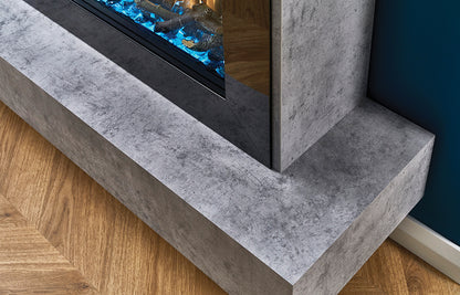 Venice Italian Electric Fireplace Concrete and Black Chrome