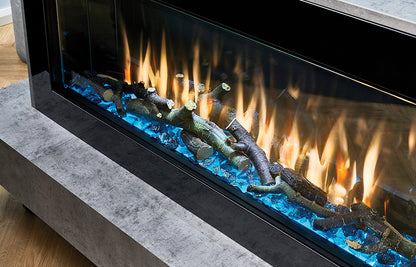 Venice Italian Electric Fireplace Concrete and Black Chrome