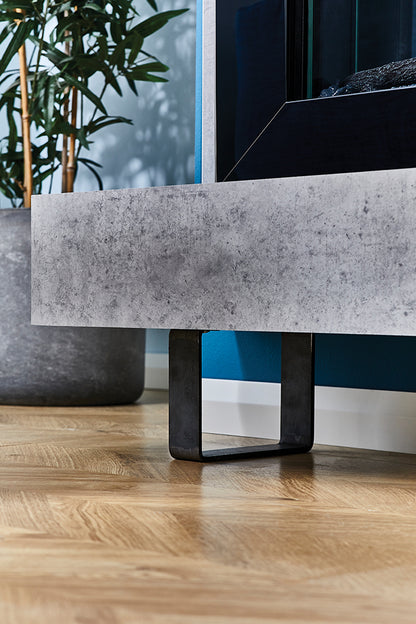 Venice Italian Electric Fireplace Concrete and Black Chrome