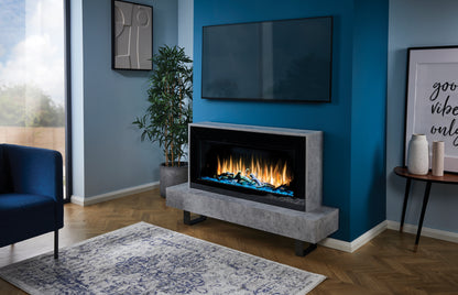 Venice Italian Electric Fireplace Concrete and Black Chrome